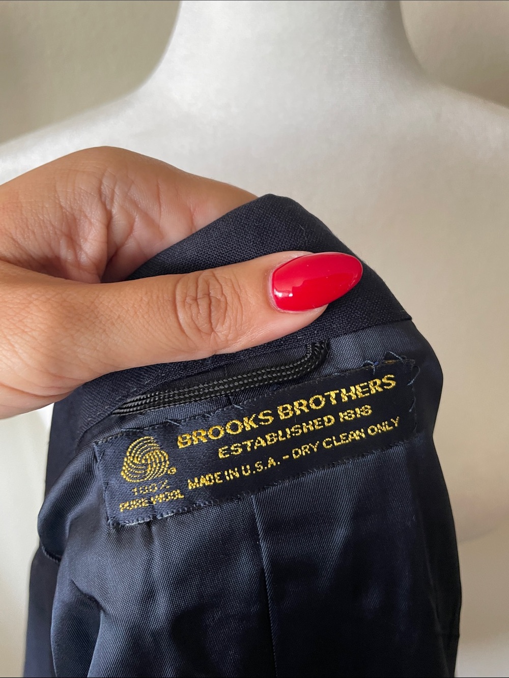 Vintage Brooks Brothers 100% Wool Double Breasted Navy Blazer Gold Buttons 12 - Picture 7 of 8